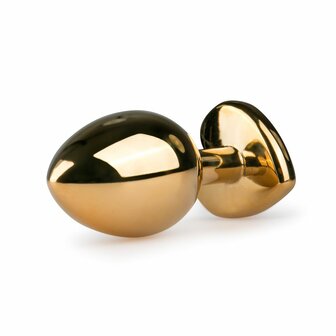 Metalen buttplug met roze hartje - goudkleurig