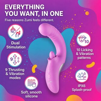 Good Vibes Only - Thrusting Tong Vibrator - Roze