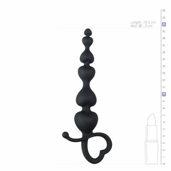 Zwarte Voor haar Kralen Met Hartvormige Greep - 18,5 cm
