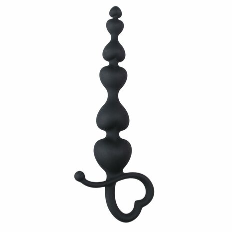 Zwarte Voor haar Kralen Met Hartvormige Greep - 18,5 cm