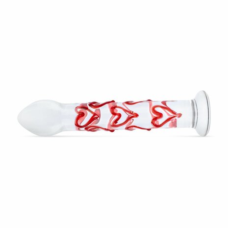 Gildo - Glazen G-spot/Prostaat Dildo Met Hartjes No.30 - 17 cm