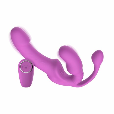 Teazers &ndash; Strapless Strap-On met Voor haar Plug &ndash; Pink