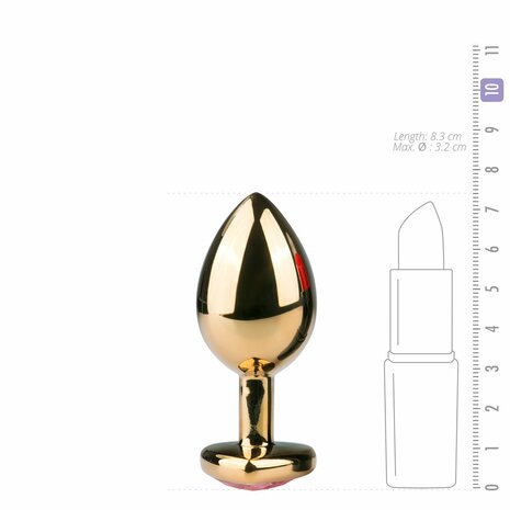 Metalen buttplug met roze hartje - goudkleurig