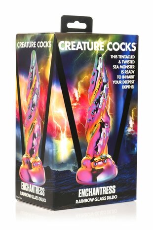Creature Cocks - Betoverende Regenboog Glazen Dildo - Geel & Roze