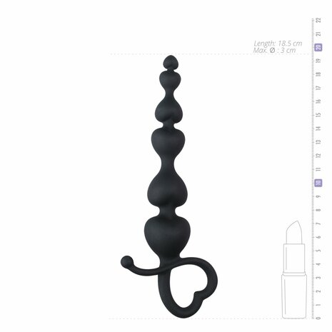 Zwarte Voor haar Kralen Met Hartvormige Greep - 18,5 cm