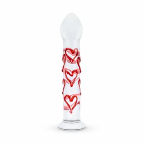 Gildo - Glazen G-spot/Prostaat Dildo Met Hartjes No.30 - 17 cm